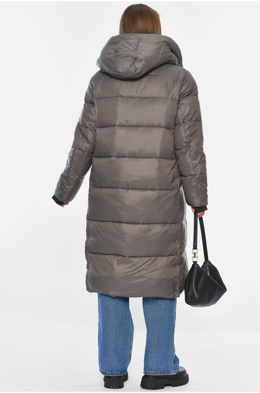 Куртка жіноча подовжена єврозима темно-сірого кольору 8043 195801