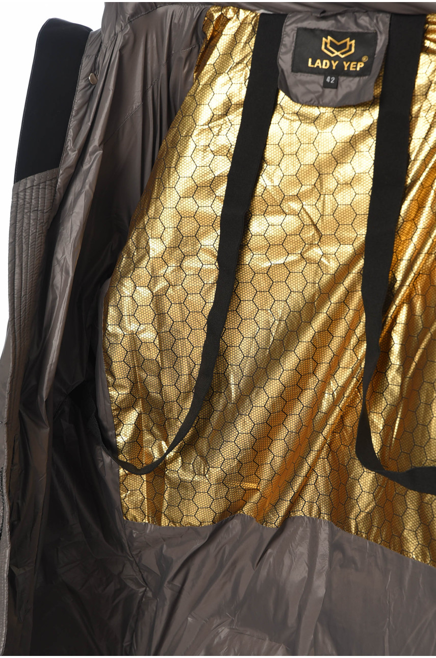 Куртка жіноча подовжена єврозима темно-сірого кольору 8043 195801