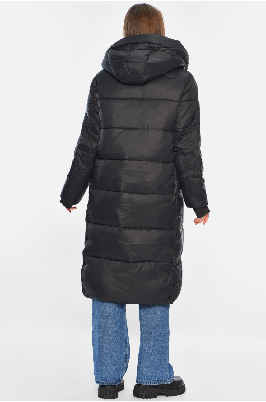 Куртка жіноча подовжена єврозима чорного кольору 8043 195802