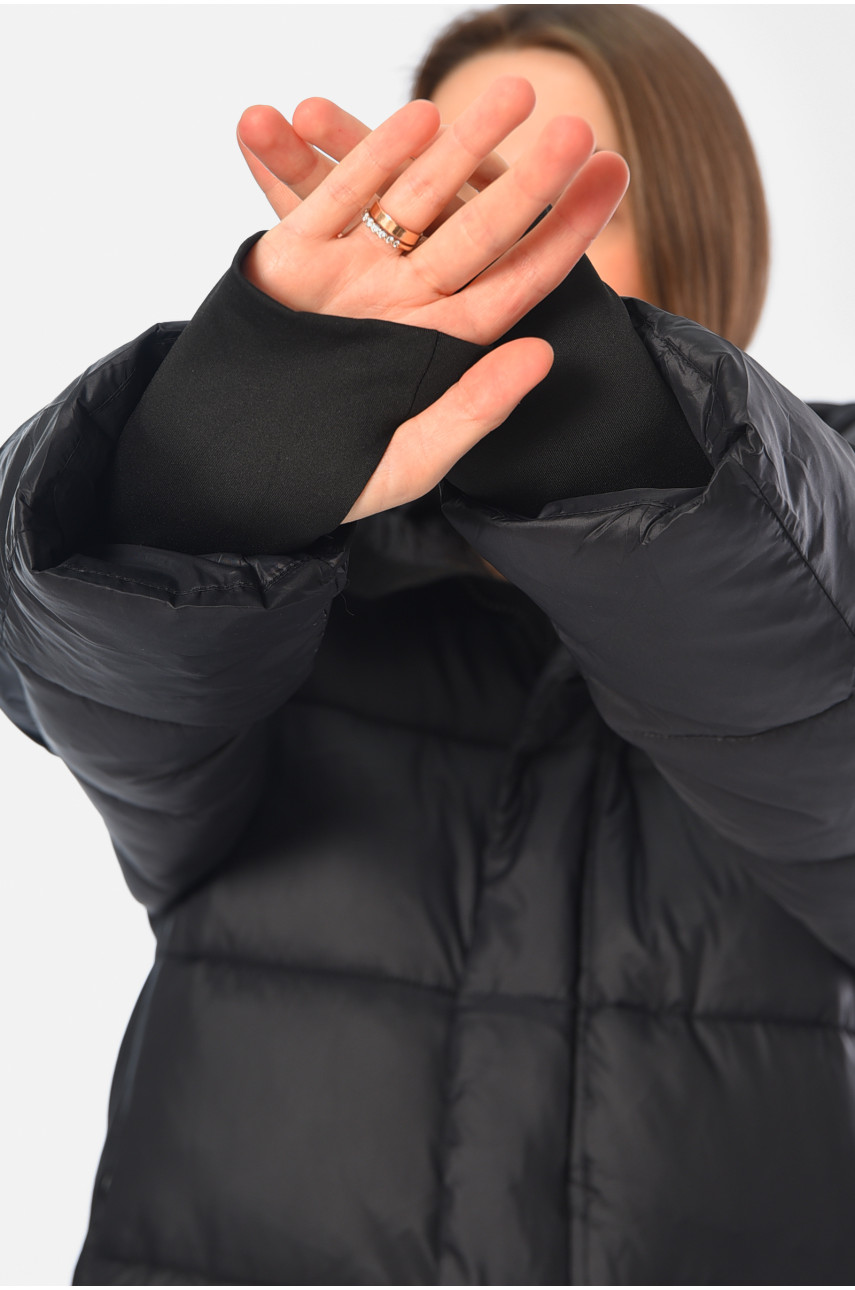 Куртка жіноча подовжена єврозима чорного кольору 8043 195802