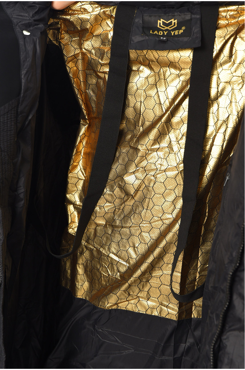 Куртка жіноча подовжена єврозима чорного кольору 8043 195802