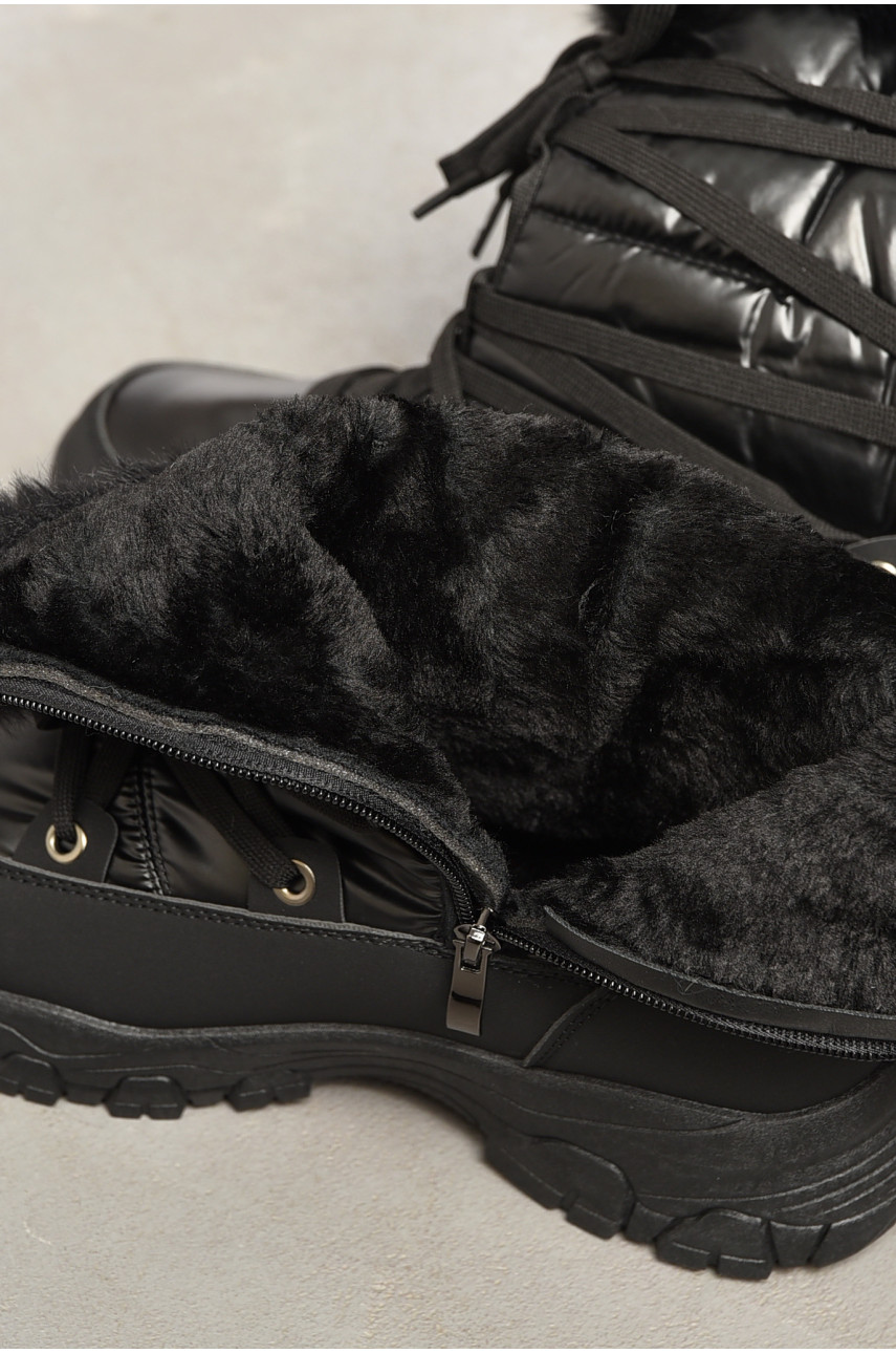 Дутики жіночі на хутрі чорного кольору К989 195808