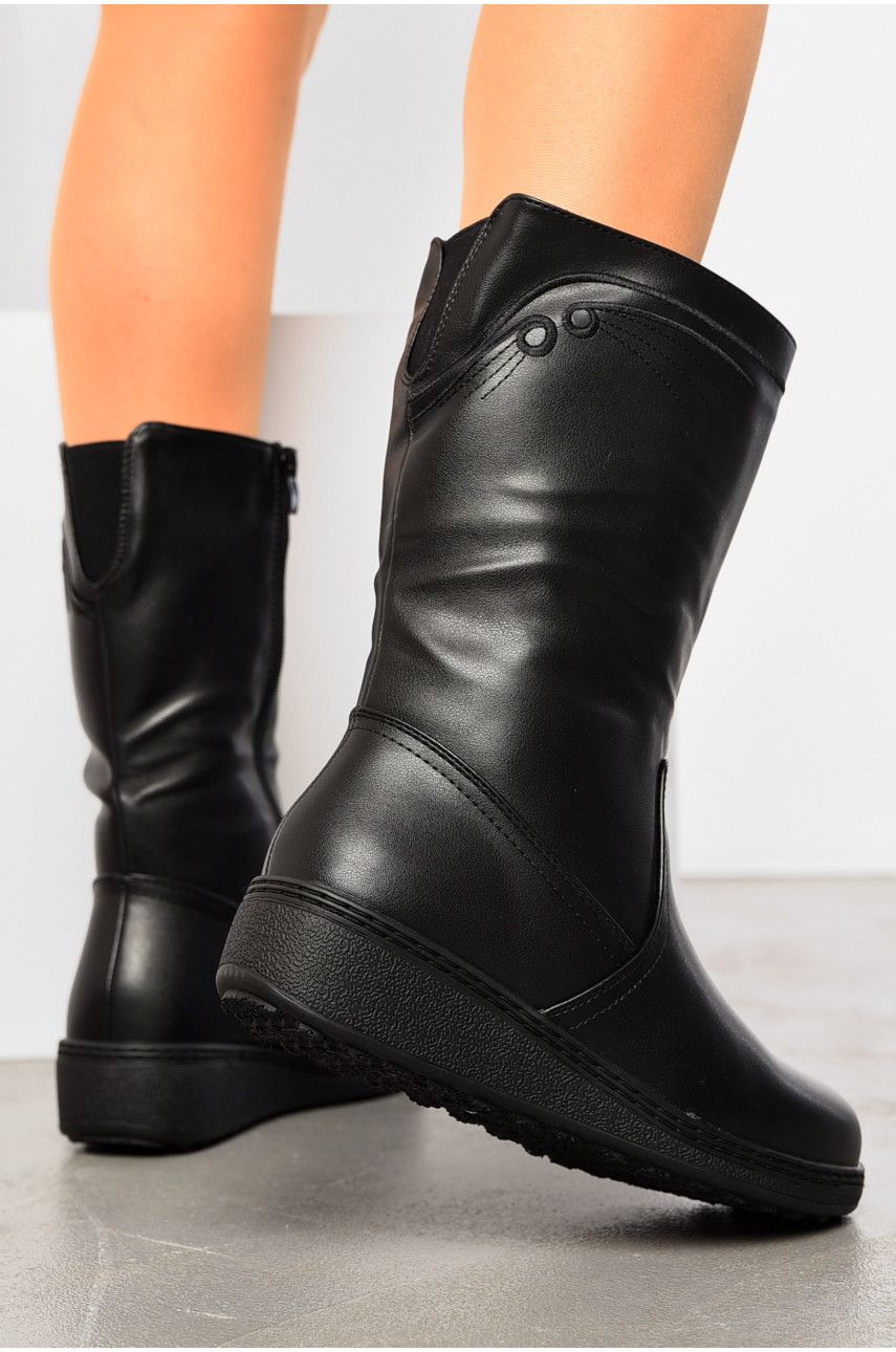 Сапоги женские зимние на молнии черного цвета 2001-1 195810 Сапоги женские зимние на молнии черного цвета 2001-1 195810