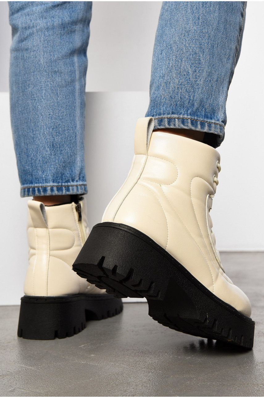 Ботинки женские зимние на меху бежевого цвета А111-2 195816 Ботинки женские зимние на меху бежевого цвета А111-2 195816