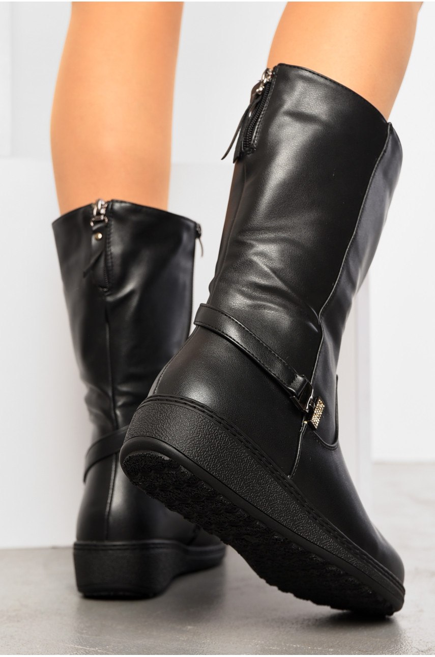 Сапоги женские зимние на молнии черного цвета 205-1 195823 Сапоги женские зимние на молнии черного цвета 205-1 195823