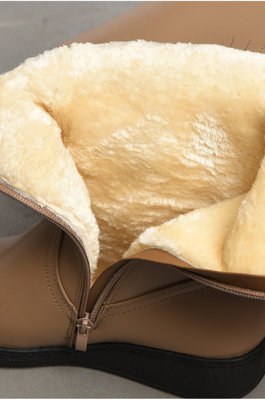 Сапоги женские зимние на молнии темно-бежевого цвета 2001-2 195825 Сапоги женские зимние на молнии темно-бежевого цвета 2001-2 195825