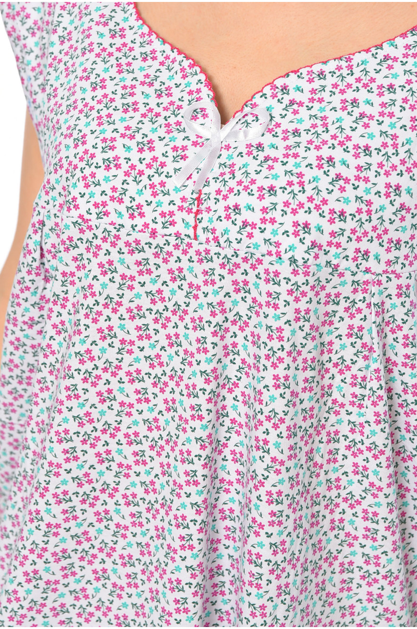 Ночная рубашка женская батальная белого цвета с принтом 353 195837