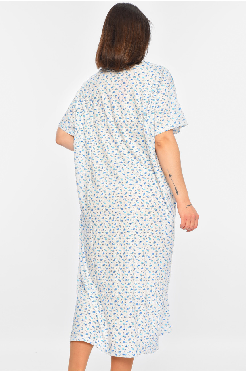 Ночная рубашка женская батальная белого цвета с принтом 353 195848