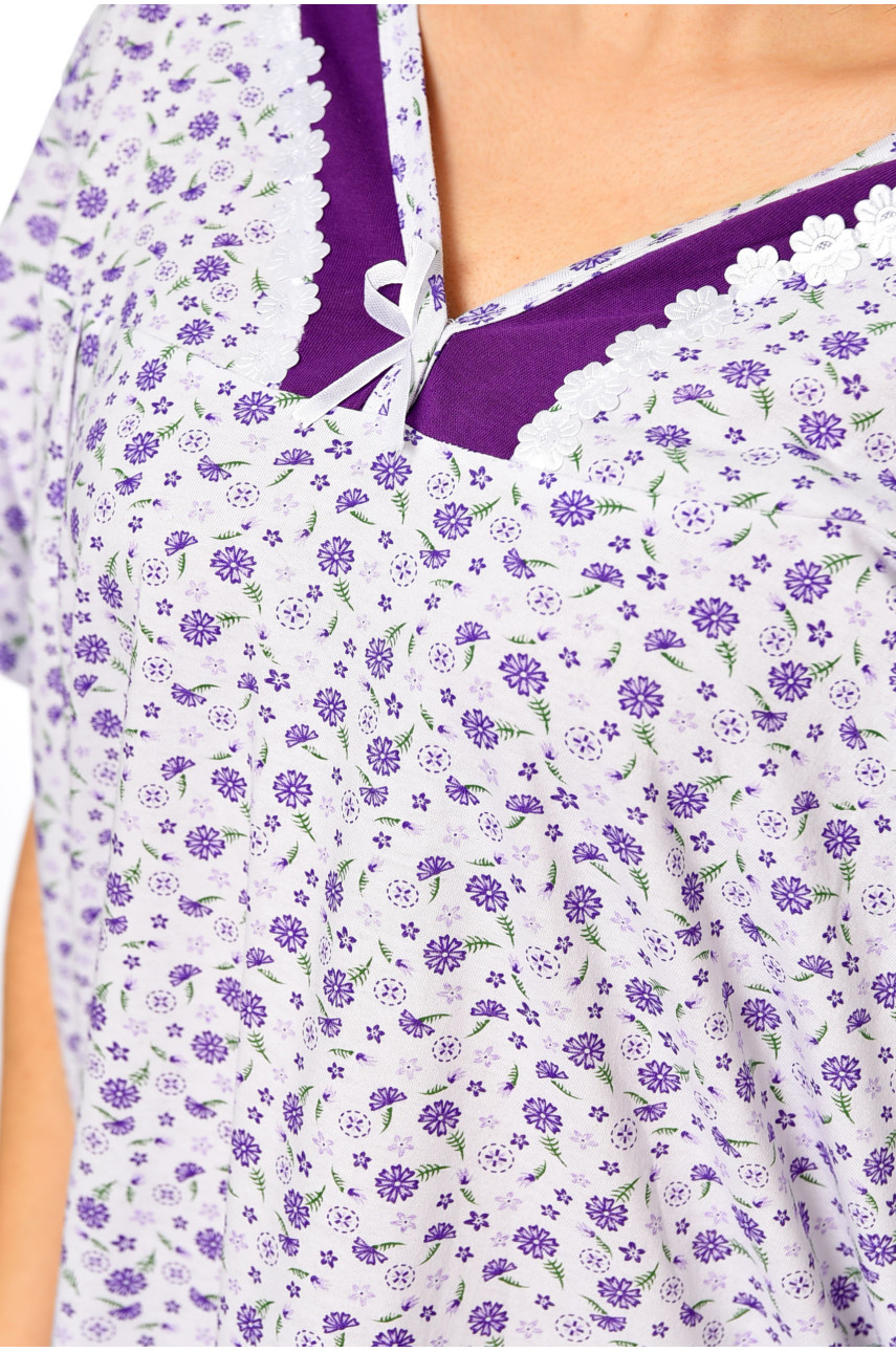 Ночная рубашка женская батальная белого цвета с принтом 308 195851