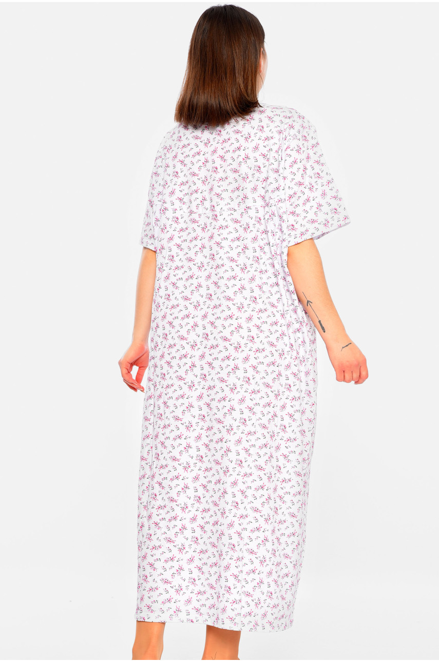 Ночная рубашка женская батальная белого цвета с принтом 308 195852