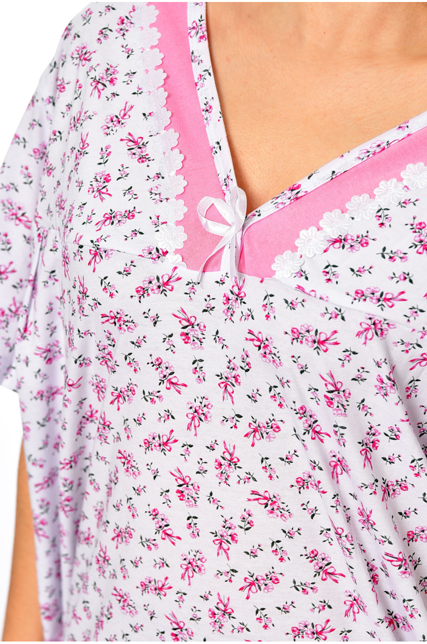 Ночная рубашка женская батальная белого цвета с принтом 308 195852