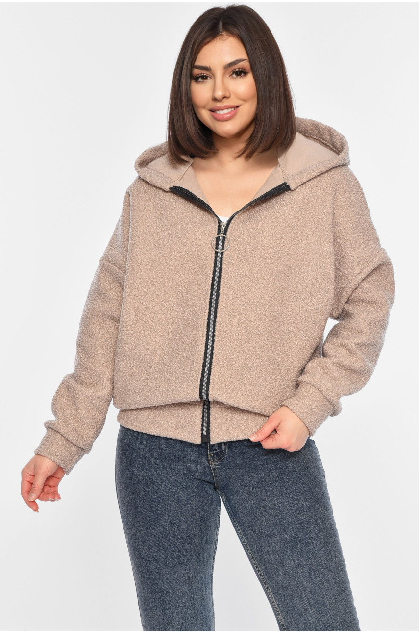 Кофта тедді на блискавці жіноча кольору мокко 2408 195859