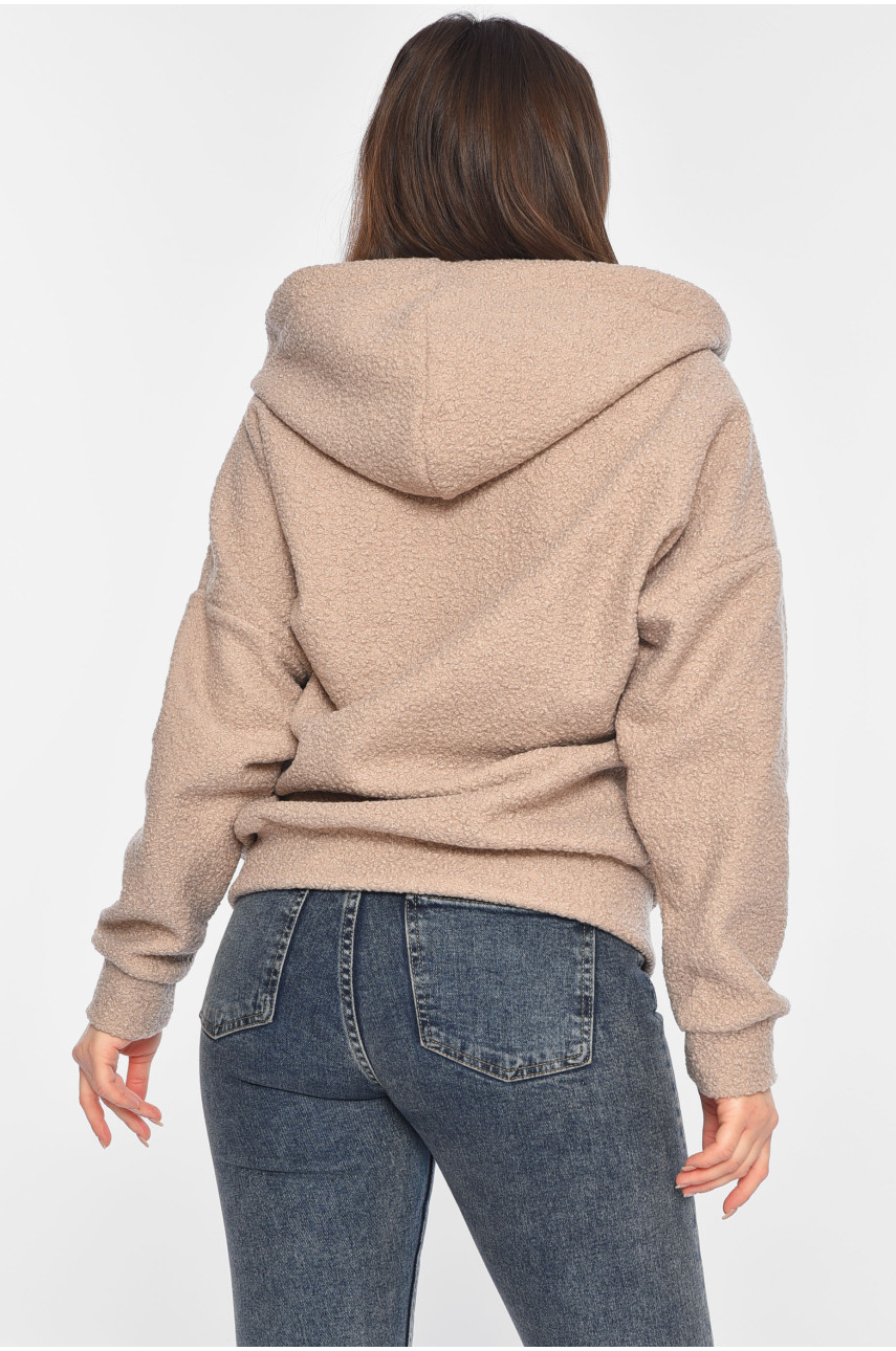 Кофта тедді на блискавці жіноча кольору мокко 2408 195859