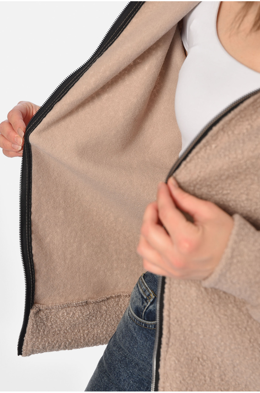 Кофта тедді на блискавці жіноча кольору мокко 2408 195859