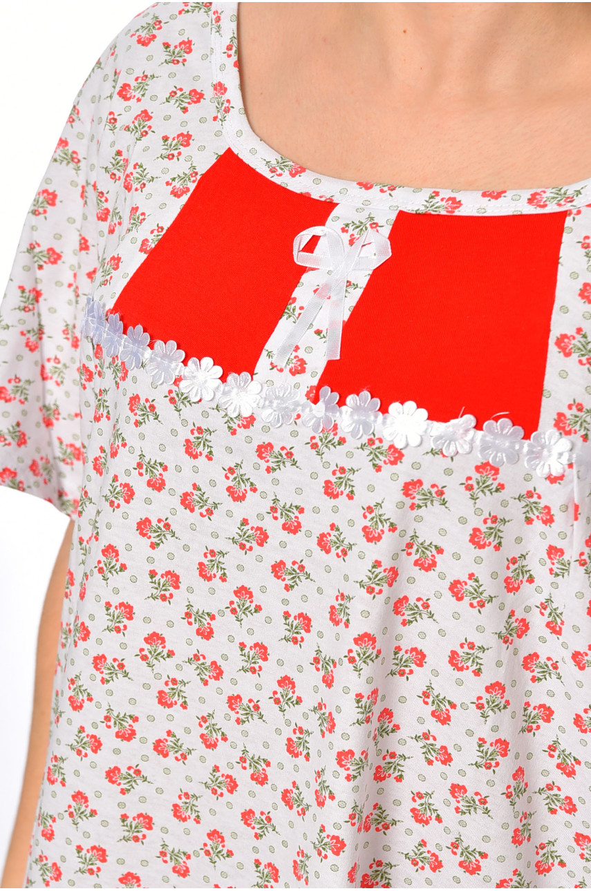 Ночная рубашка женская батальная белого цвета с принтом 302 195860