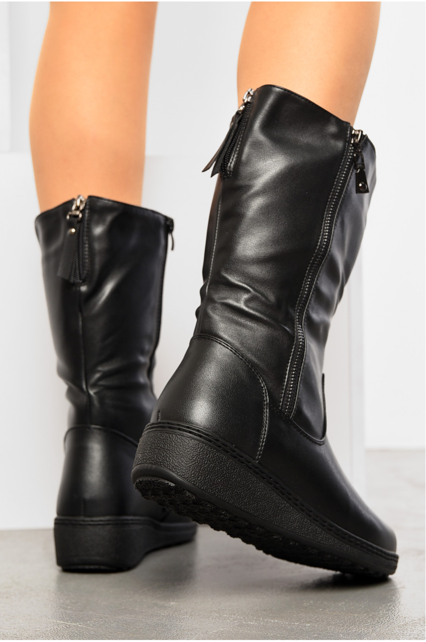 Сапоги женские зимние на молнии черного цвета 203-1 195862 Сапоги женские зимние на молнии черного цвета 203-1 195862