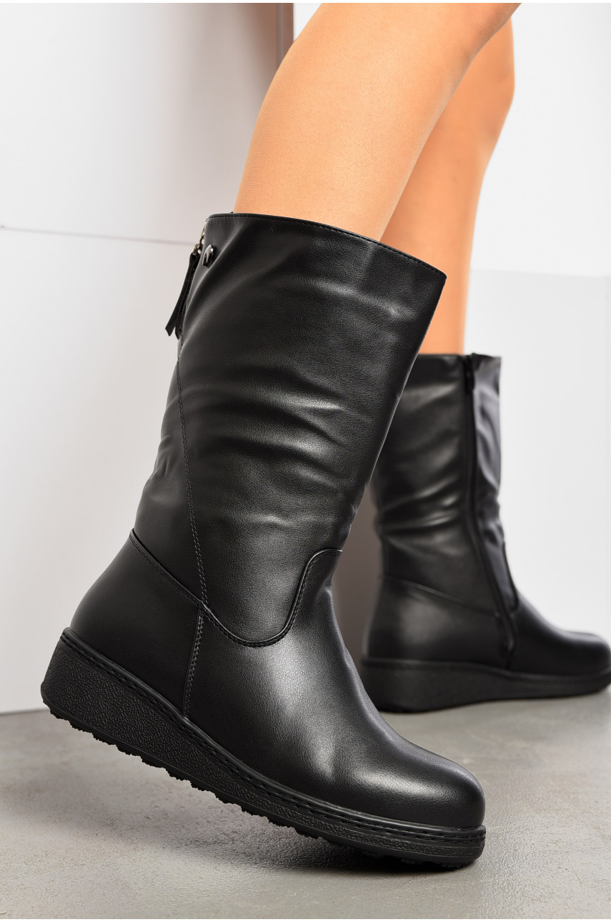 Сапоги женские зимние на молнии черного цвета 200-1 195867