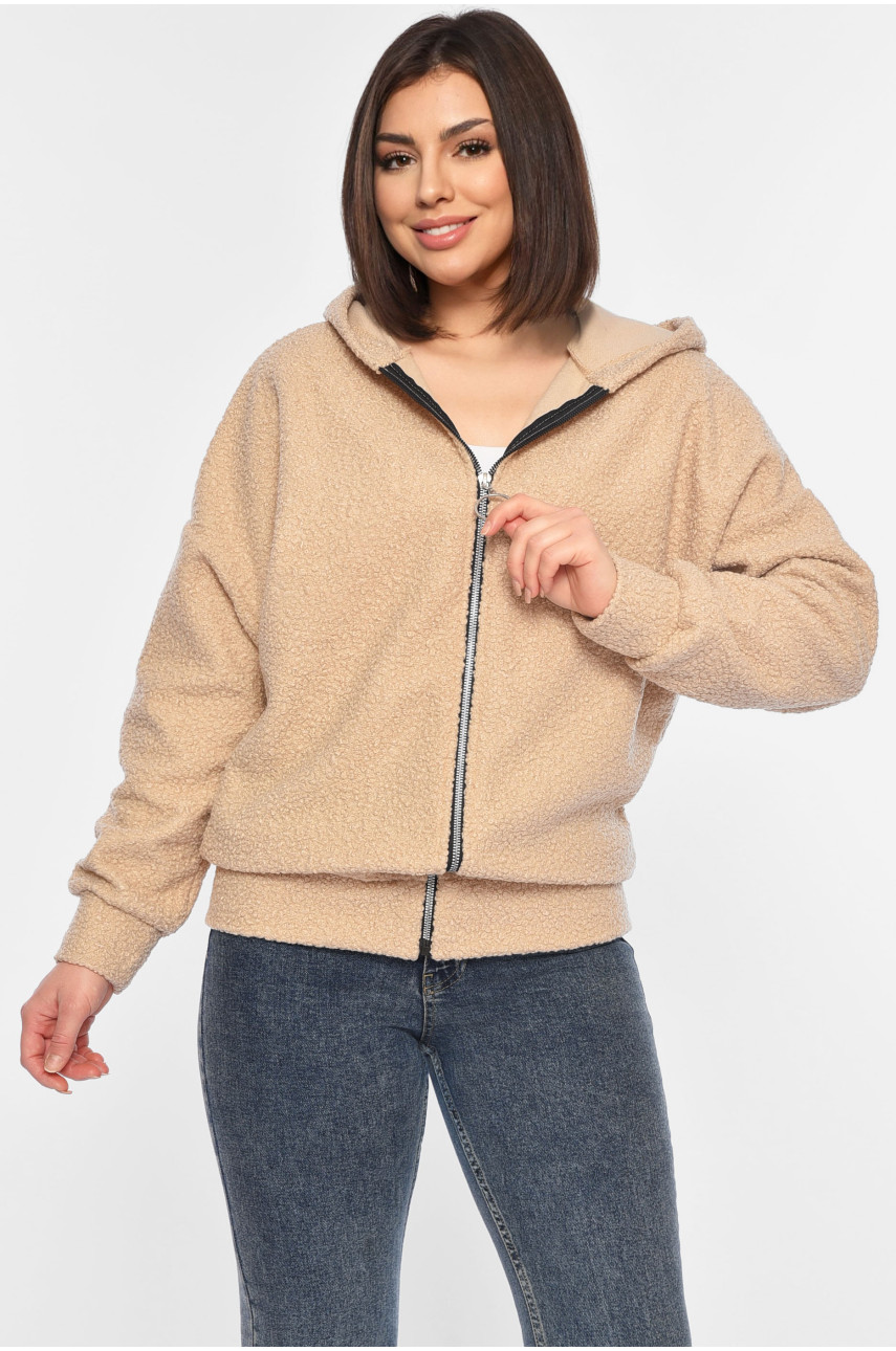 Кофта тедді на блискавці жіноча бежевого кольору 2408 195870