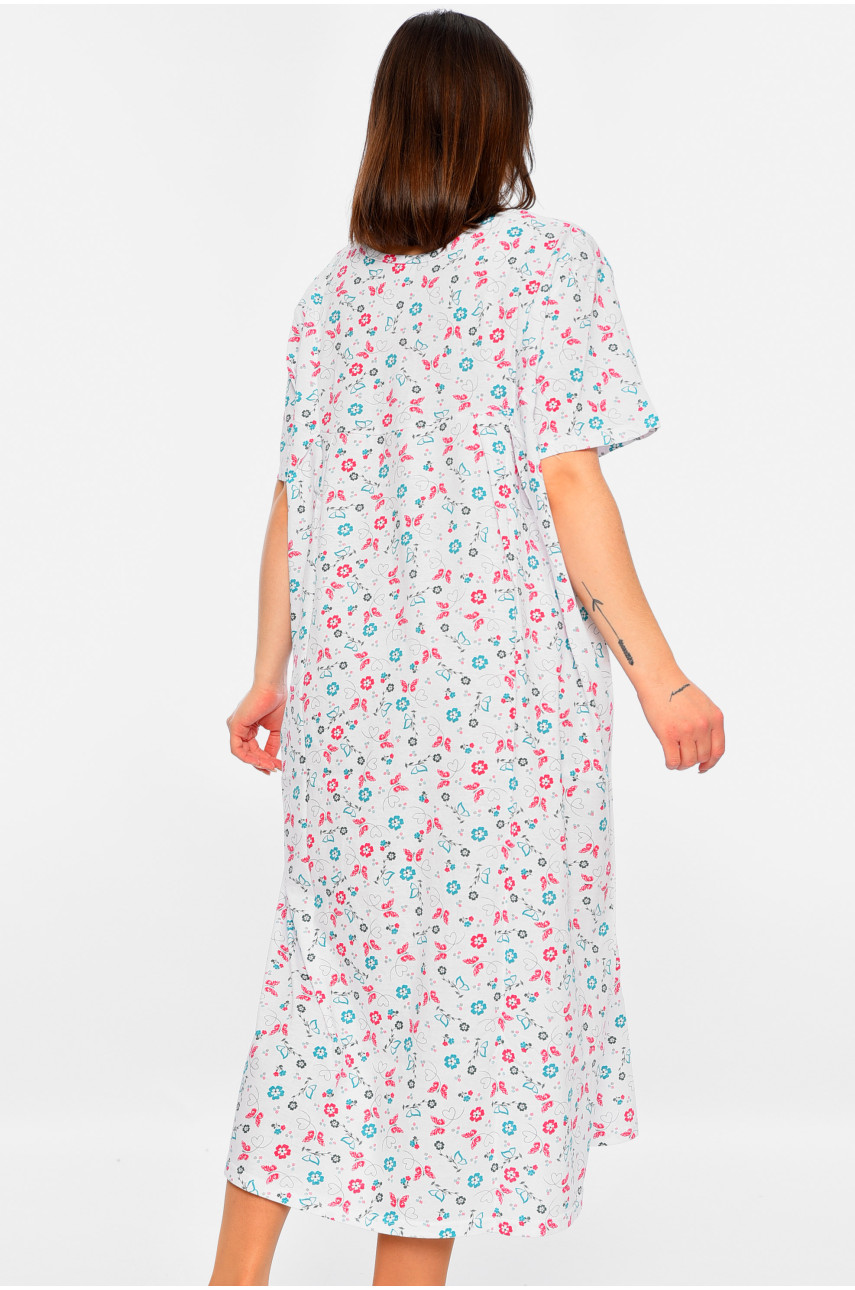 Ночная рубашка женская батальная белого цвета с принтом 302 195879