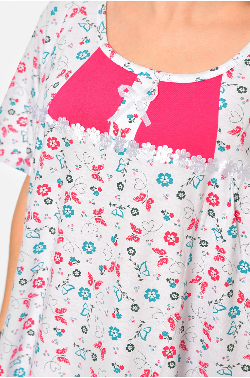 Ночная рубашка женская батальная белого цвета с принтом 302 195879