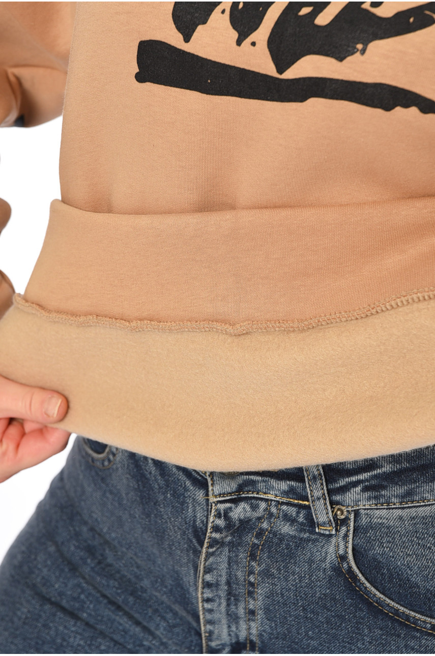 Худи женское на флисе бежевого цвета 4116 195880 Худи женское на флисе бежевого цвета 4116 195880