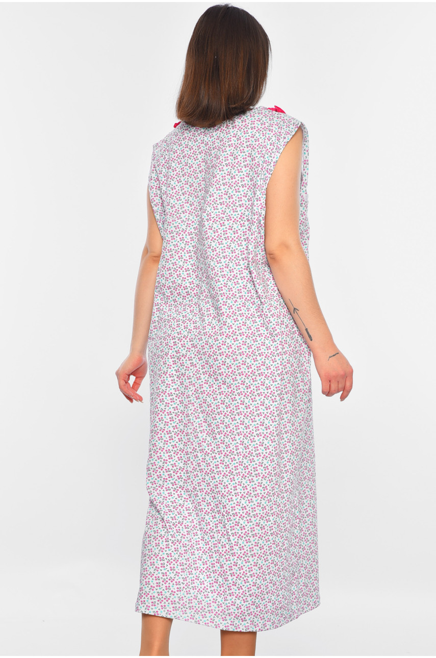 Нічна сорочка жіноча батальна білого кольору з принтом 303 195892 Нічна сорочка жіноча батальна білого кольору з принтом 303 195892