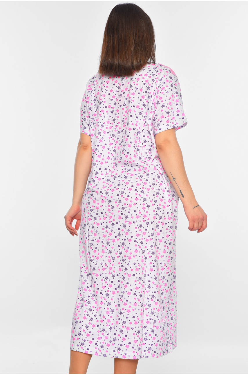 Нічна сорочка жіноча батальна білого кольору з принтом 303 195894 Нічна сорочка жіноча батальна білого кольору з принтом 303 195894