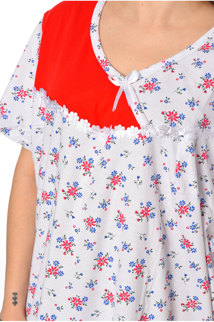 Ночная рубашка женская батальная белого цвета с принтом 320 195912