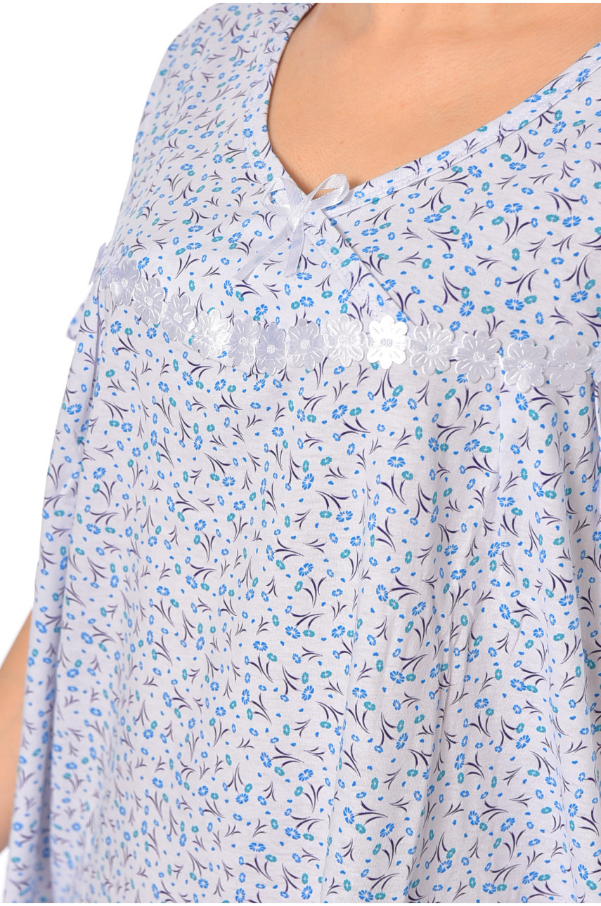 Нічна сорочка жіноча батальна білого кольору з принтом 320 195913