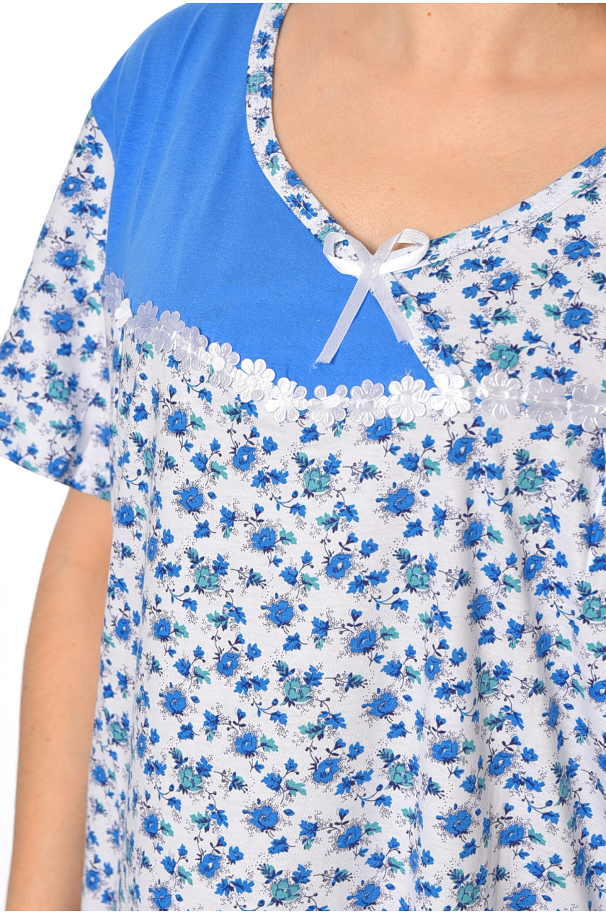 Ночная рубашка женская батальная белого цвета с принтом 320 195914