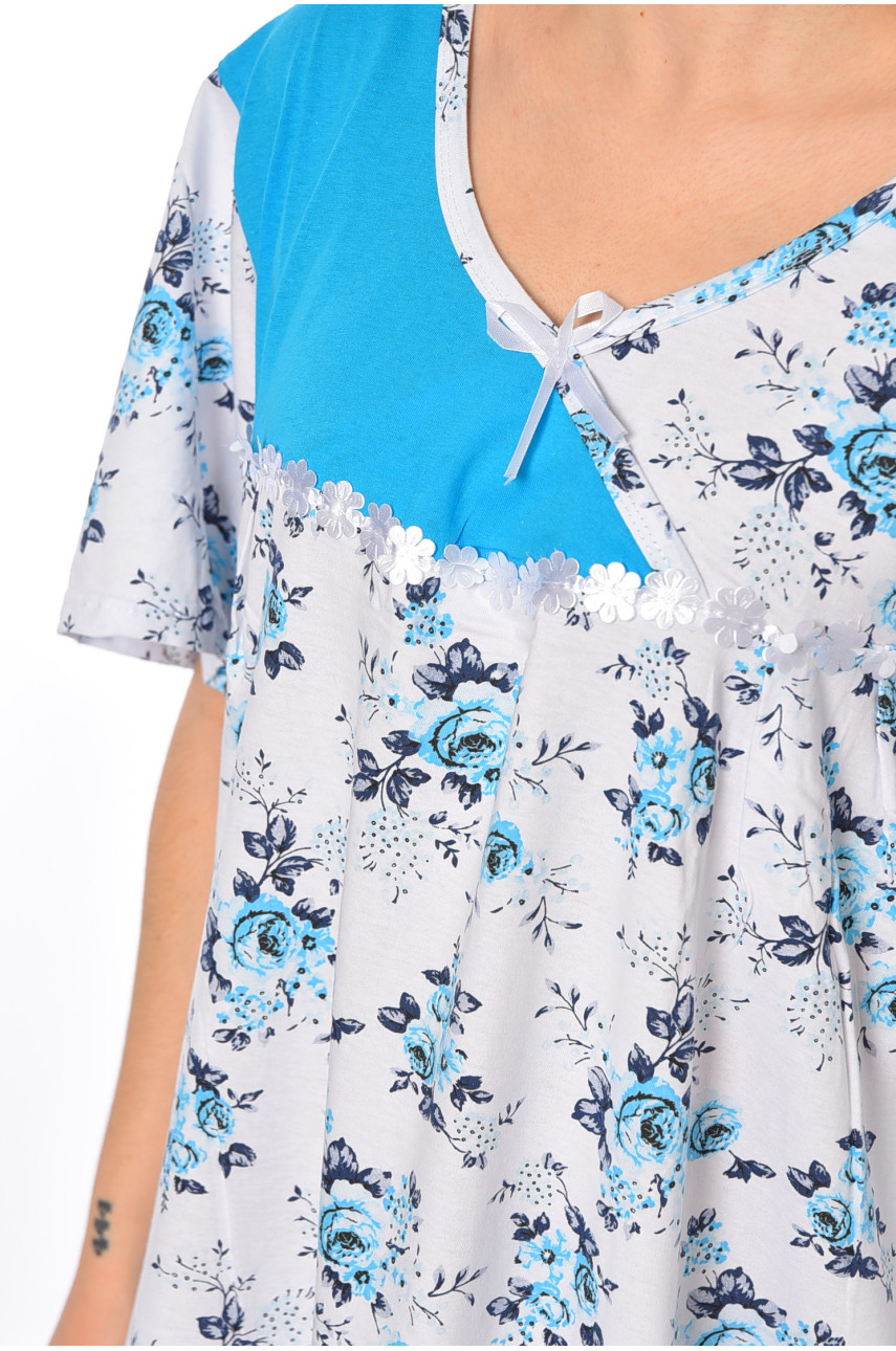 Ночная рубашка женская батальная белого цвета с принтом 320 195915