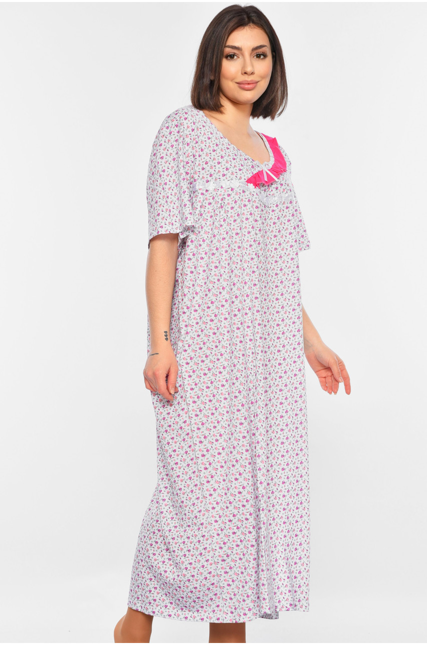 Нічна сорочка жіноча батальна білого кольору з принтом 320 195918 Нічна сорочка жіноча батальна білого кольору з принтом 320 195918