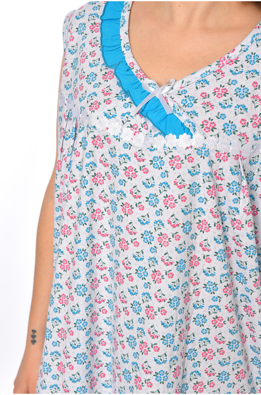 Ночная рубашка женская батальная белого цвета с принтом 320 195919