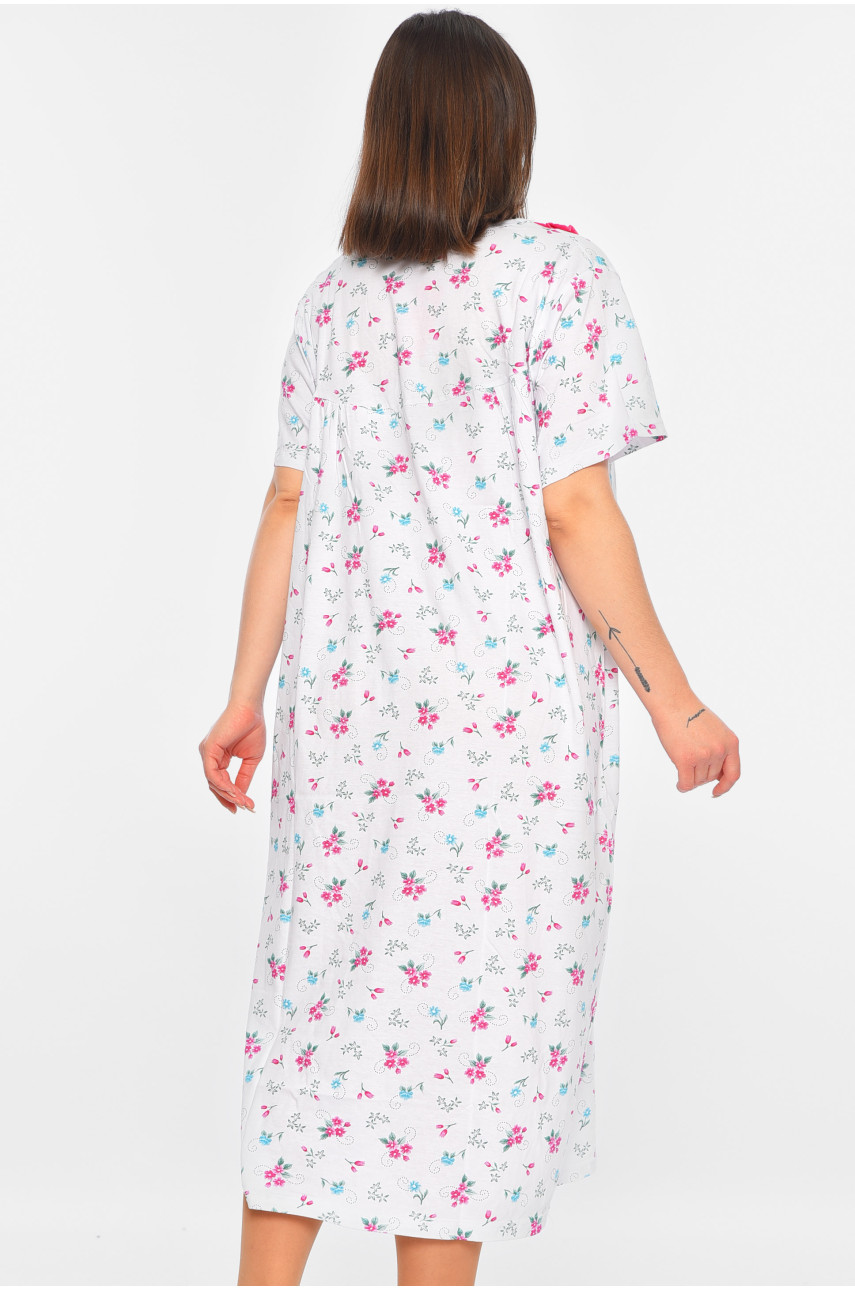 Ночная рубашка женская батальная белого цвета с принтом 320 195922