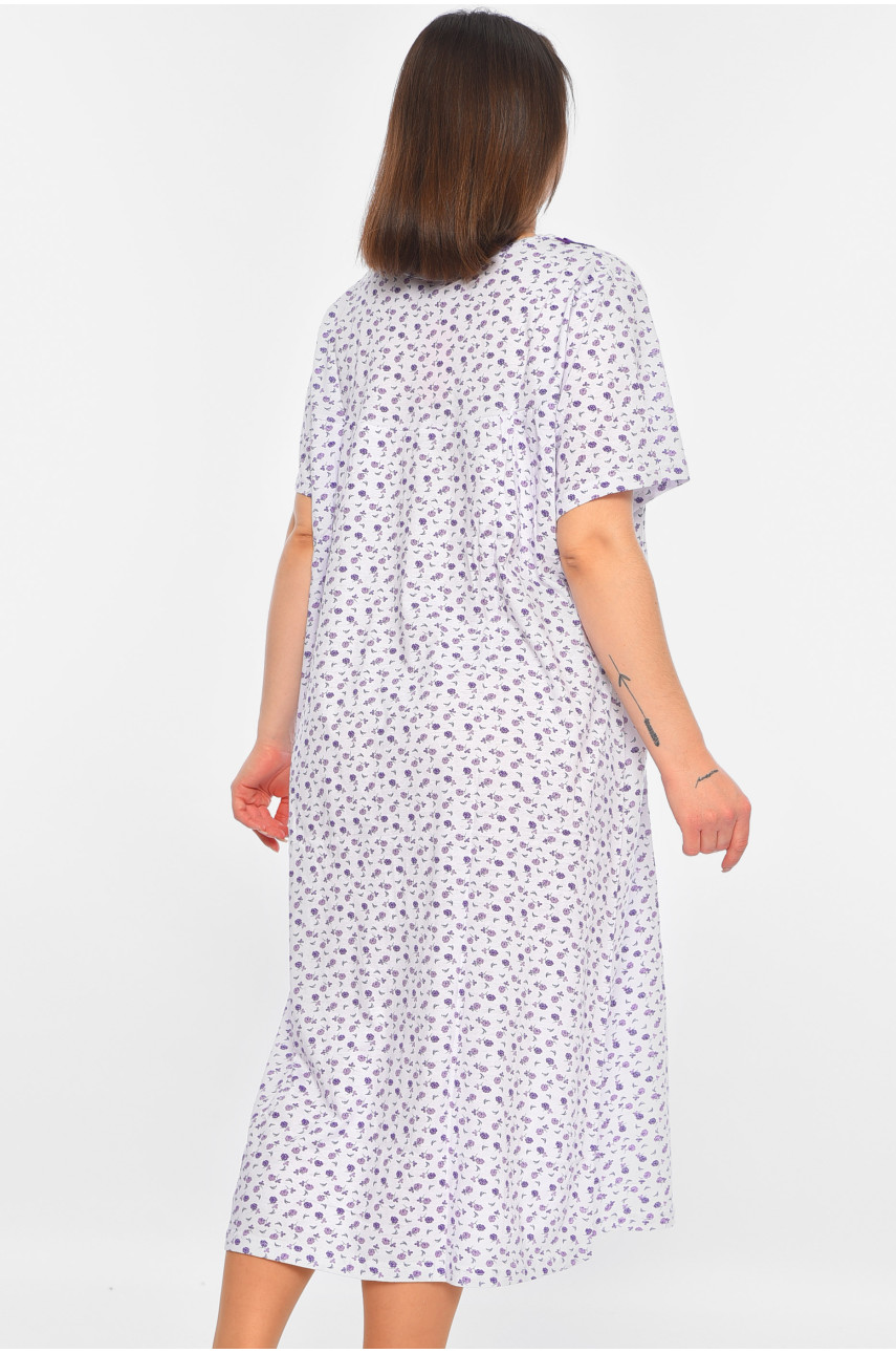 Ночная рубашка женская батальная белого цвета с принтом 320 195924