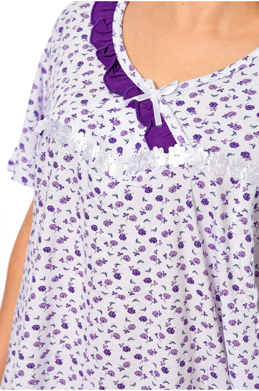 Ночная рубашка женская батальная белого цвета с принтом 320 195924