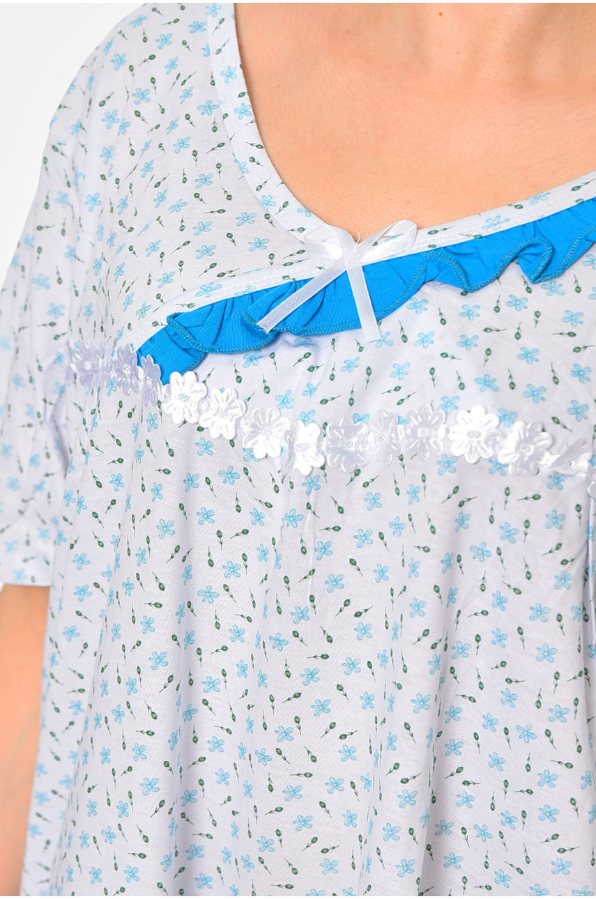 Нічна сорочка жіноча батальна білого кольору з принтом 320 195925