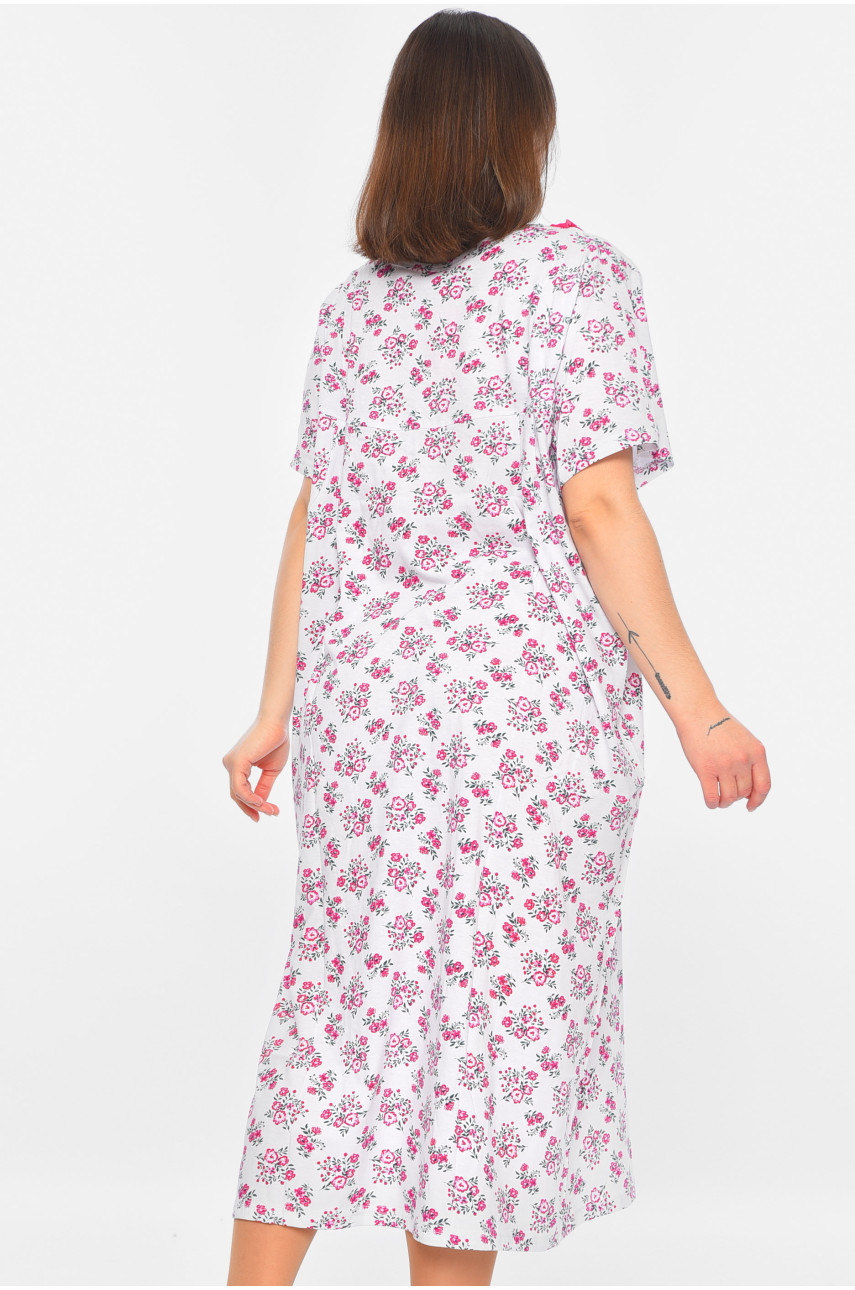 Ночная рубашка женская батальная белого цвета с принтом 320 195927