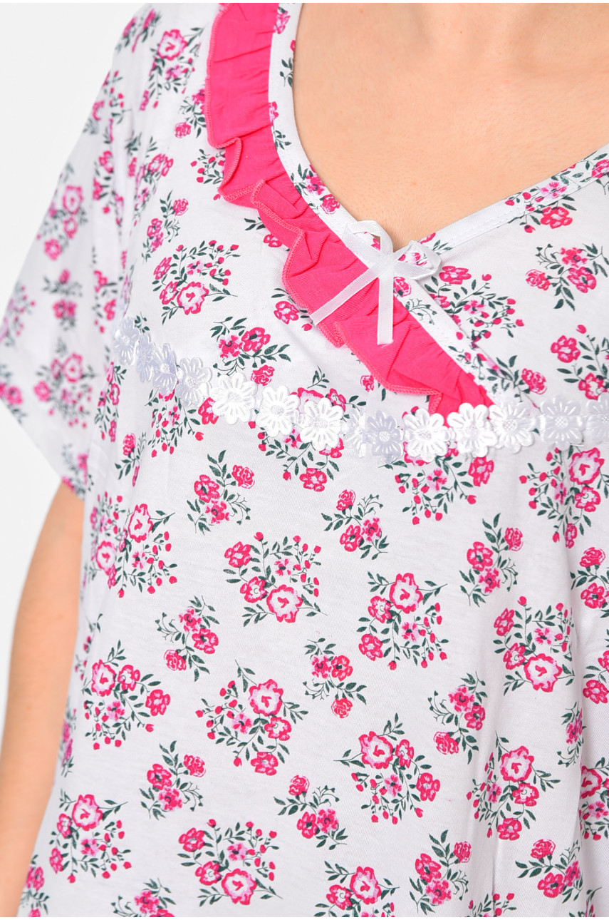 Ночная рубашка женская батальная белого цвета с принтом 320 195927
