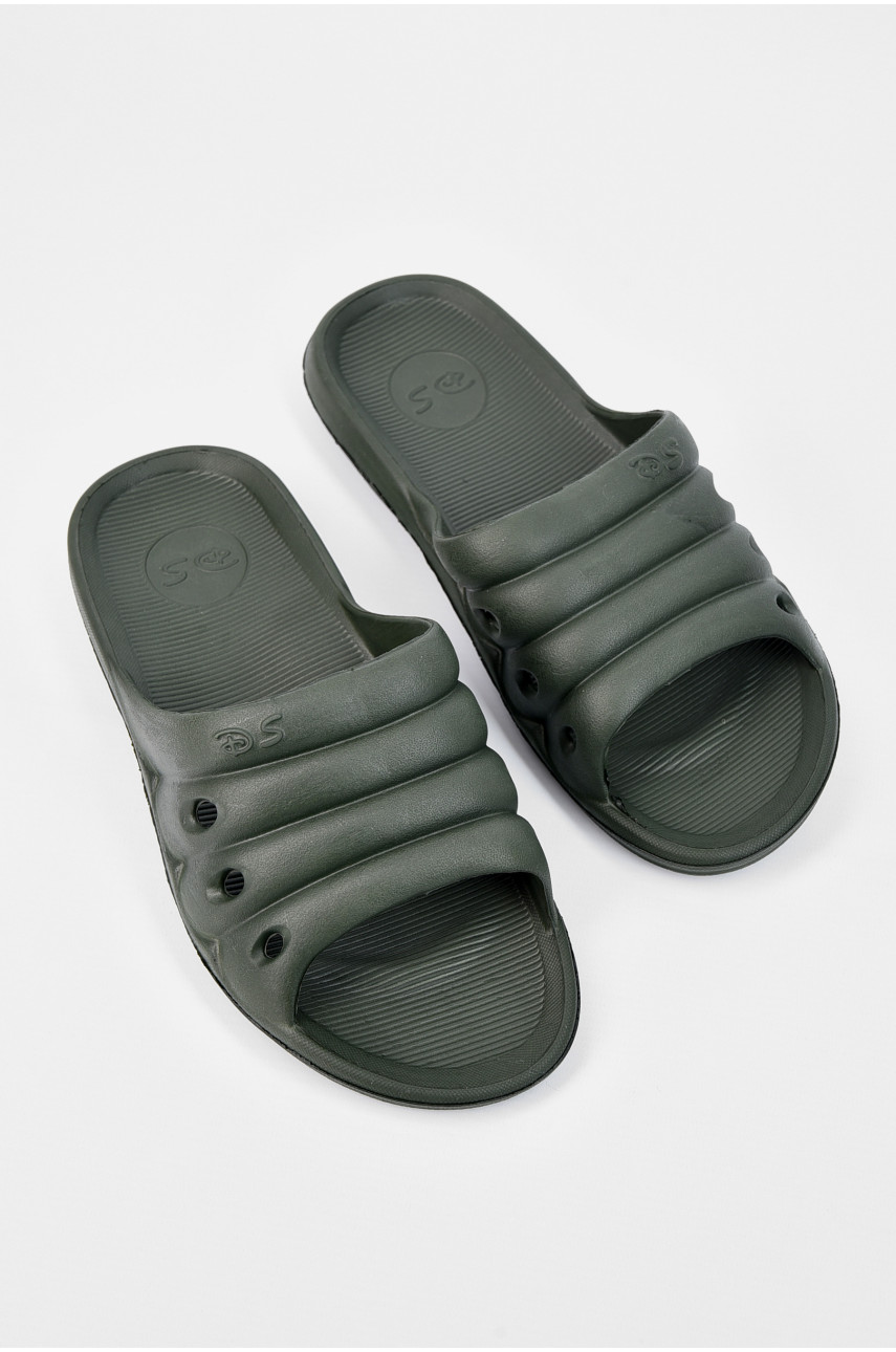 Шльопанці піна чоловічі темно-зеленого кольору П-24 195981 Шльопанці піна чоловічі темно-зеленого кольору П-24 195981