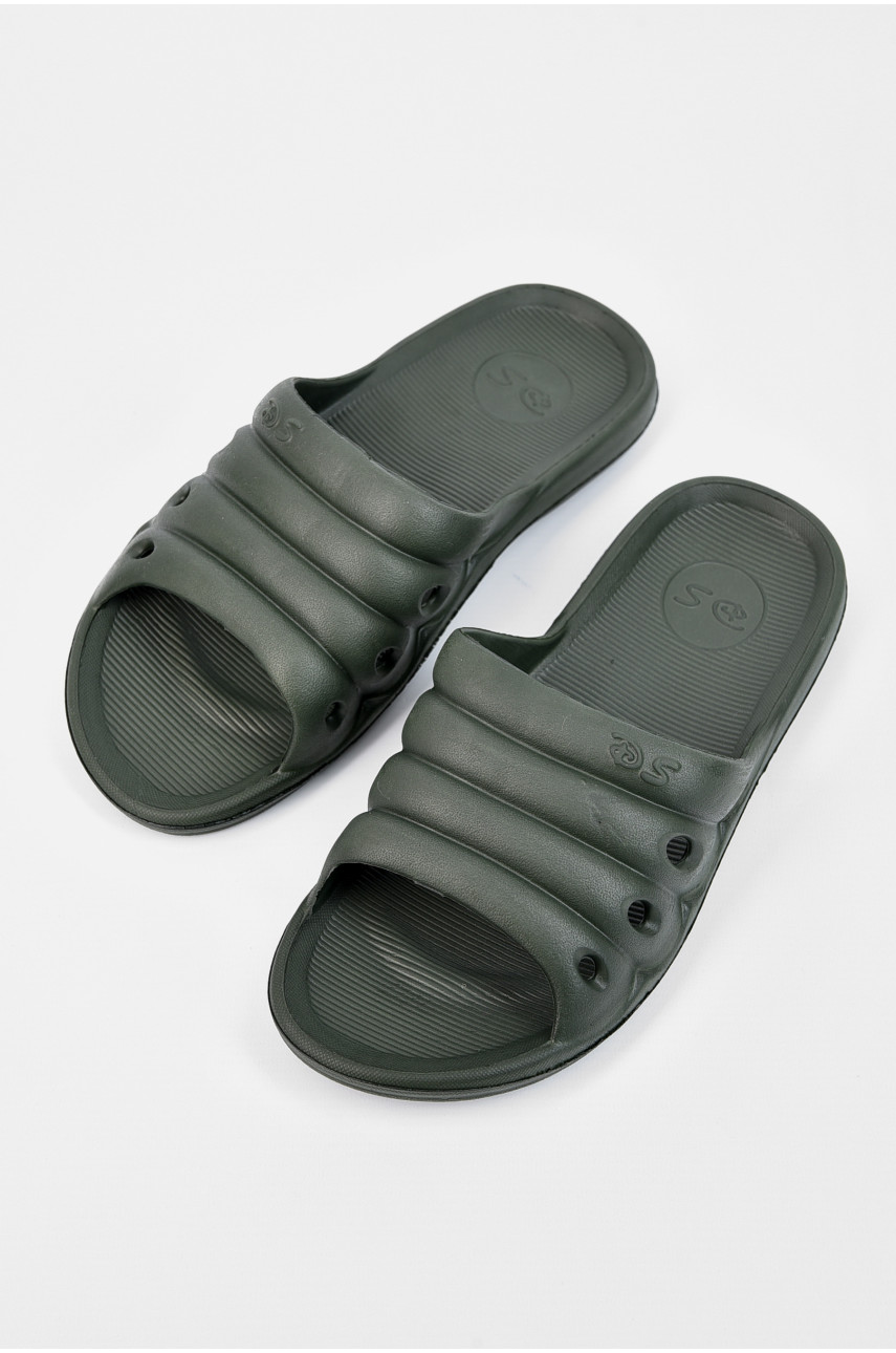 Шльопанці піна чоловічі темно-зеленого кольору П-24 195981 Шльопанці піна чоловічі темно-зеленого кольору П-24 195981