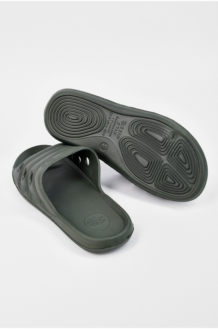 Шльопанці піна чоловічі темно-зеленого кольору П-24 195981 Шльопанці піна чоловічі темно-зеленого кольору П-24 195981