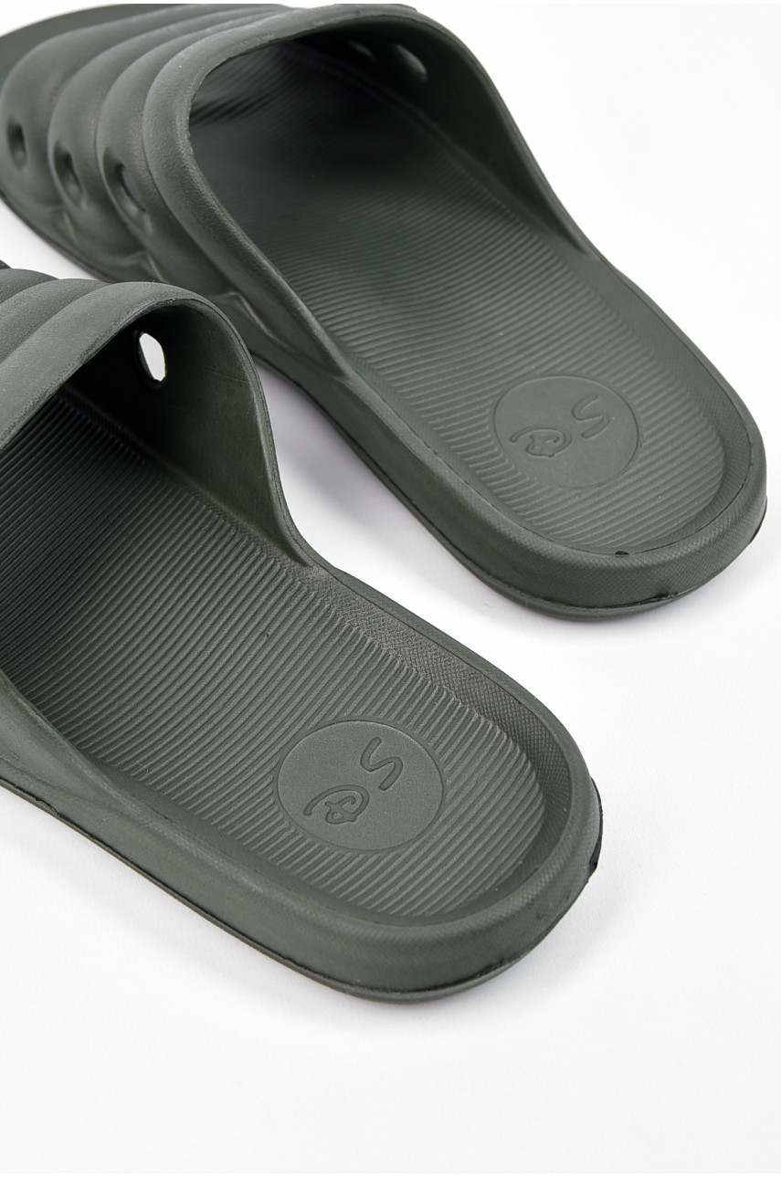 Шльопанці піна чоловічі темно-зеленого кольору П-24 195981 Шльопанці піна чоловічі темно-зеленого кольору П-24 195981