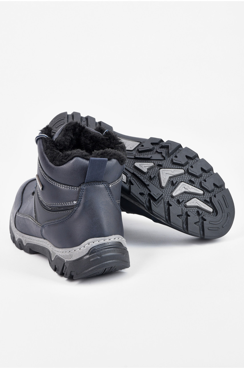 Ботинки мужские зимние на меху темно-синего цвета 2502 196005