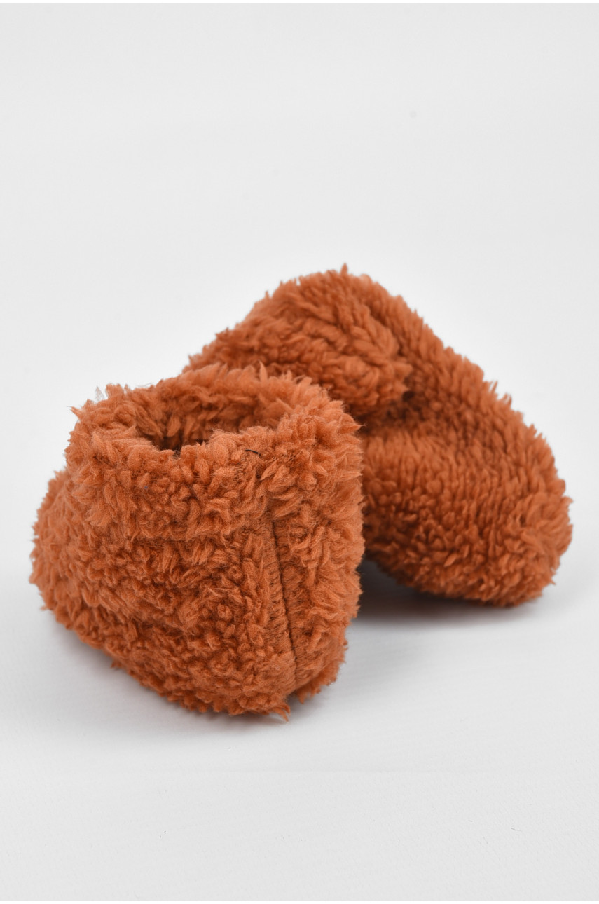 Пинетки детские для мальчика махровые коричневого цвета 7693-1 196033