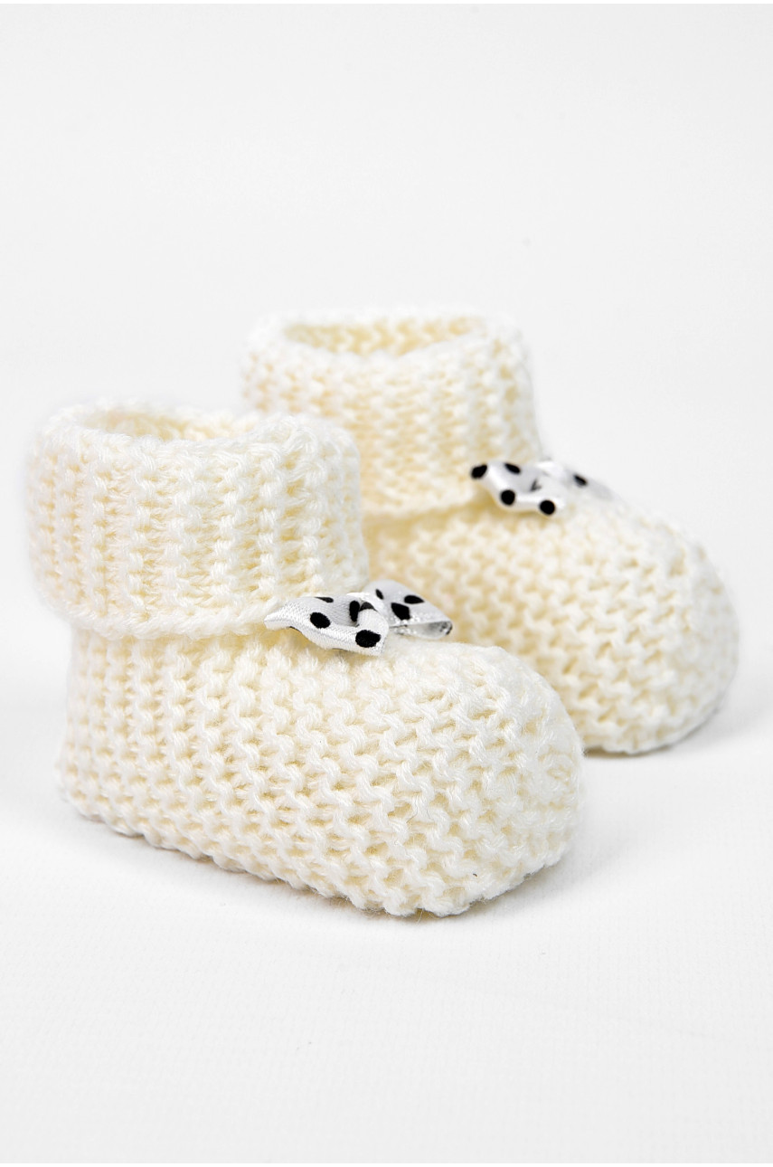Пінетки дитячі для дівчинки в'язані молочного кольору ТВ-78 196035