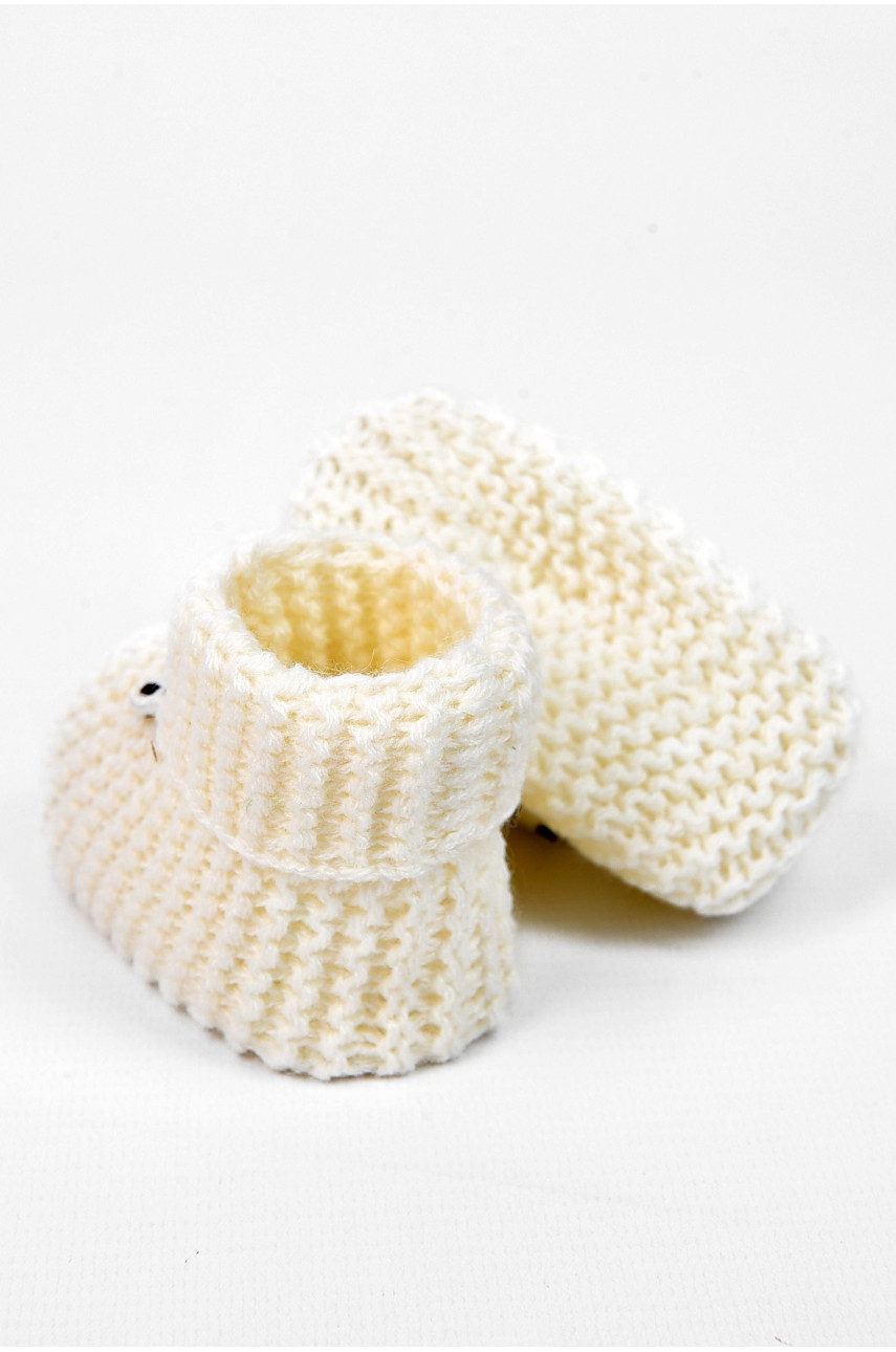 Пінетки дитячі для дівчинки в'язані молочного кольору ТВ-78 196035