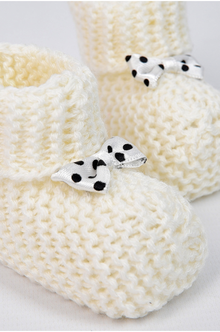 Пінетки дитячі для дівчинки в'язані молочного кольору ТВ-78 196035