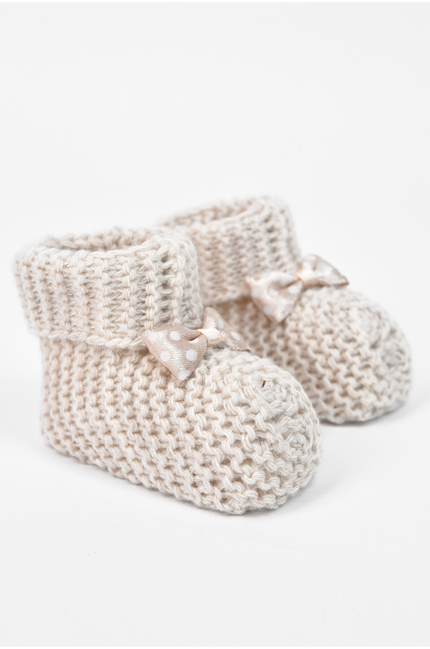 Пінетки дитячі для дівчинки в'язані бежевого кольору ТВ-78 196039
