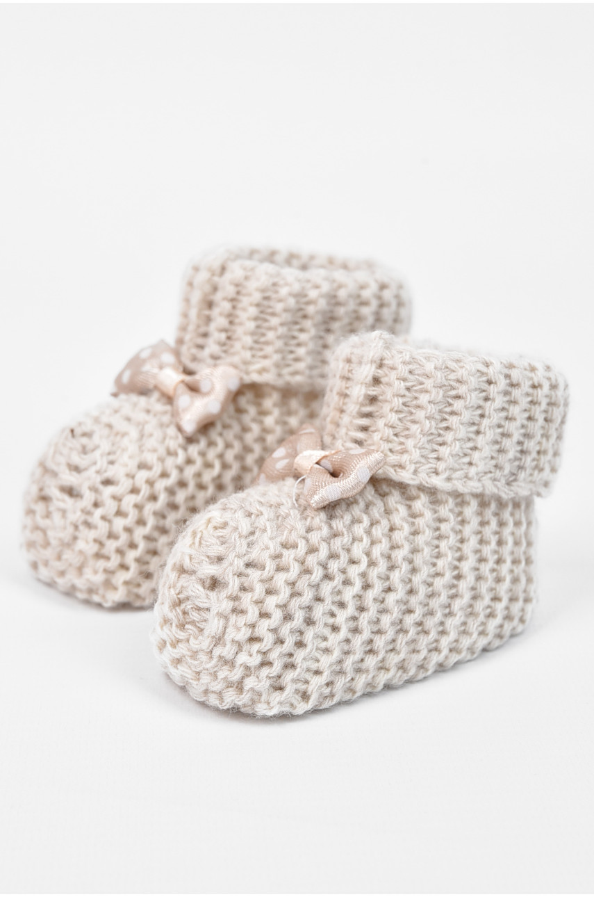 Пінетки дитячі для дівчинки в'язані бежевого кольору ТВ-78 196039